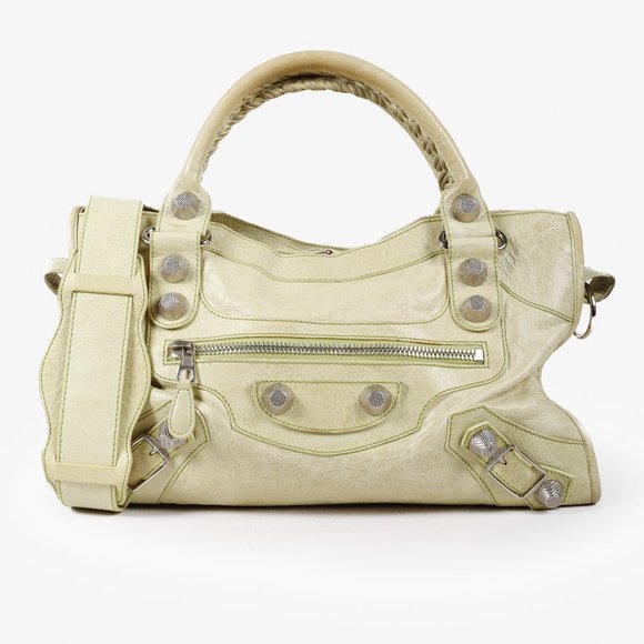 Balenciaga Handbags - Balenciaga Pistachio Agneau GSH Motorcycle City Bag